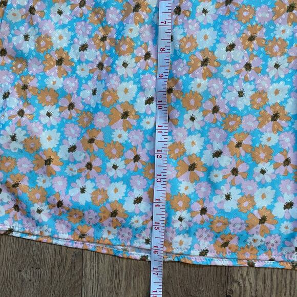 70s MOD Le Lis Floral Mini Skirt – Satin Retro Print – Size M NWT- Woodstock - Picture 10 of 10